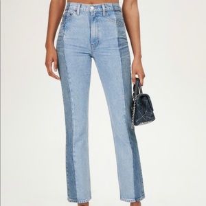Reformation Two-Tone Straight Leg Jeans